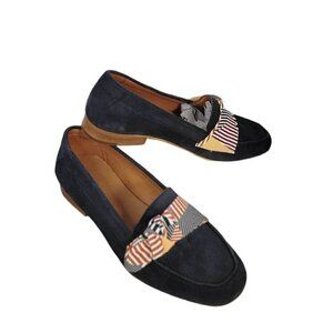 Made In Portugal Suede Moccasins With Foulard Navy | Sizes EU 38